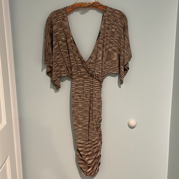 Le Croix Metallic Striped Ruched Dress - Picture 2 of 6